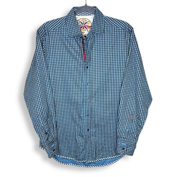 Robert Graham Button-Down Shirt Silk Trim Gingham Check Pattern Size S - Picture 2 of 15